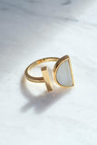 Ve Tinh 16K Gold-Plated Brass Horn Crescent and Bar Ring