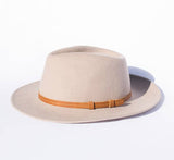 Houston Beige With Leather Headband Felt Hat