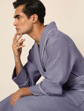 Men's Charcoal Luxury Long Waffle Bathrobe
