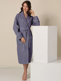 Women's Charcoal Luxury Long Waffle Bathrobe
