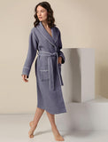 Women's Charcoal Luxury Long Waffle Bathrobe
