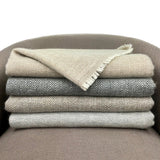 Charcoal Herringbone Cashmere Throw